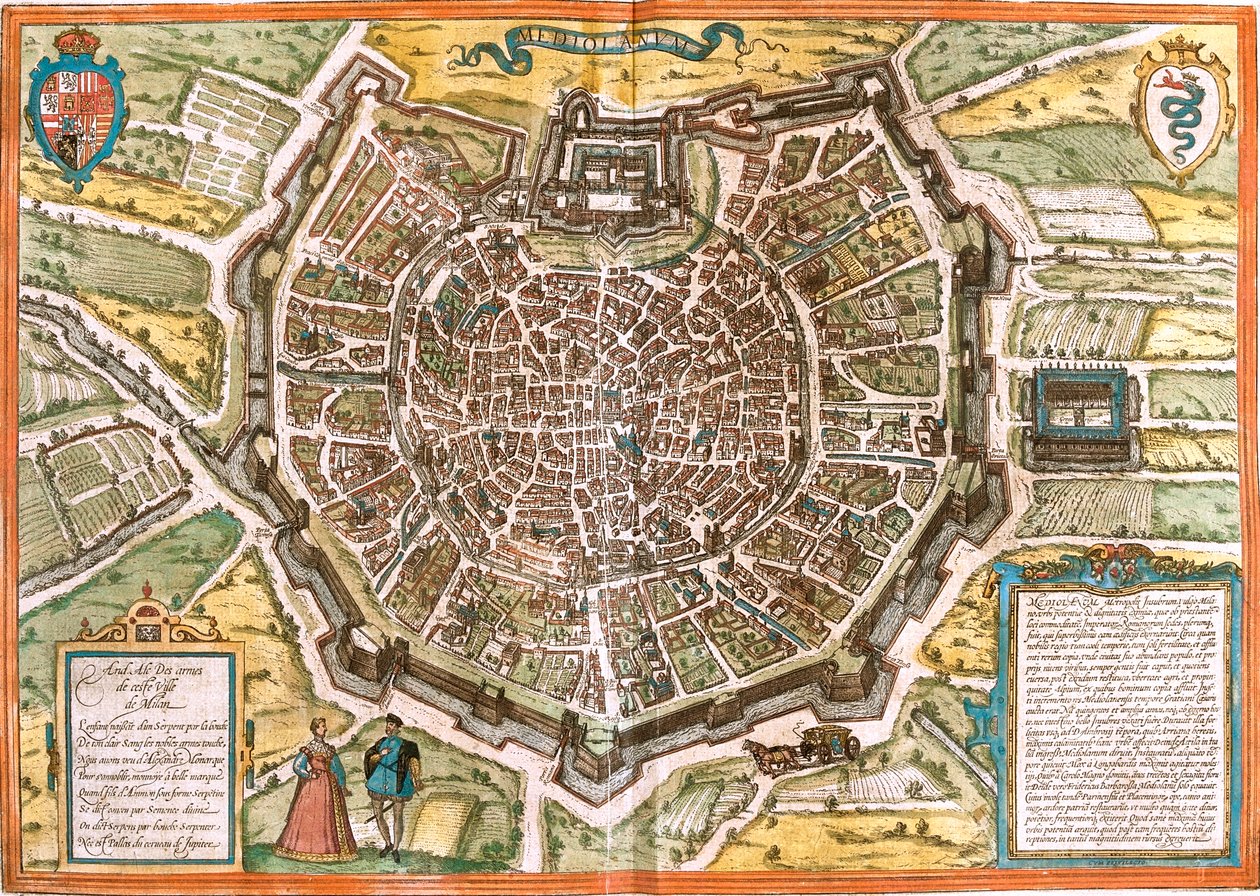 Milano, Italia tekijältä Georg and Hogenberg Franz (1535 90) Braun