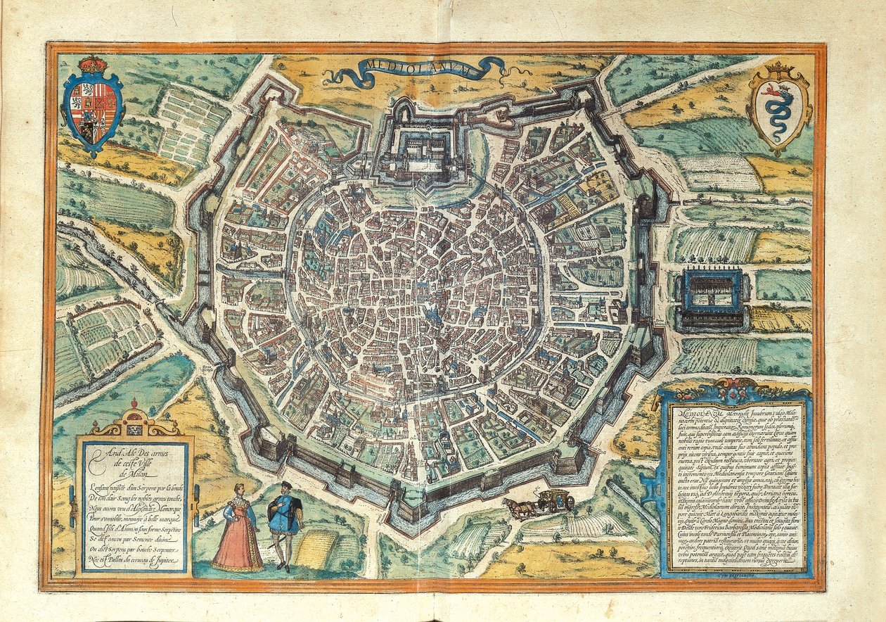 Milano Georg Braunin Civitates Orbis Terrarumilta tekijältä Georg Braun and Hogenberg Franz