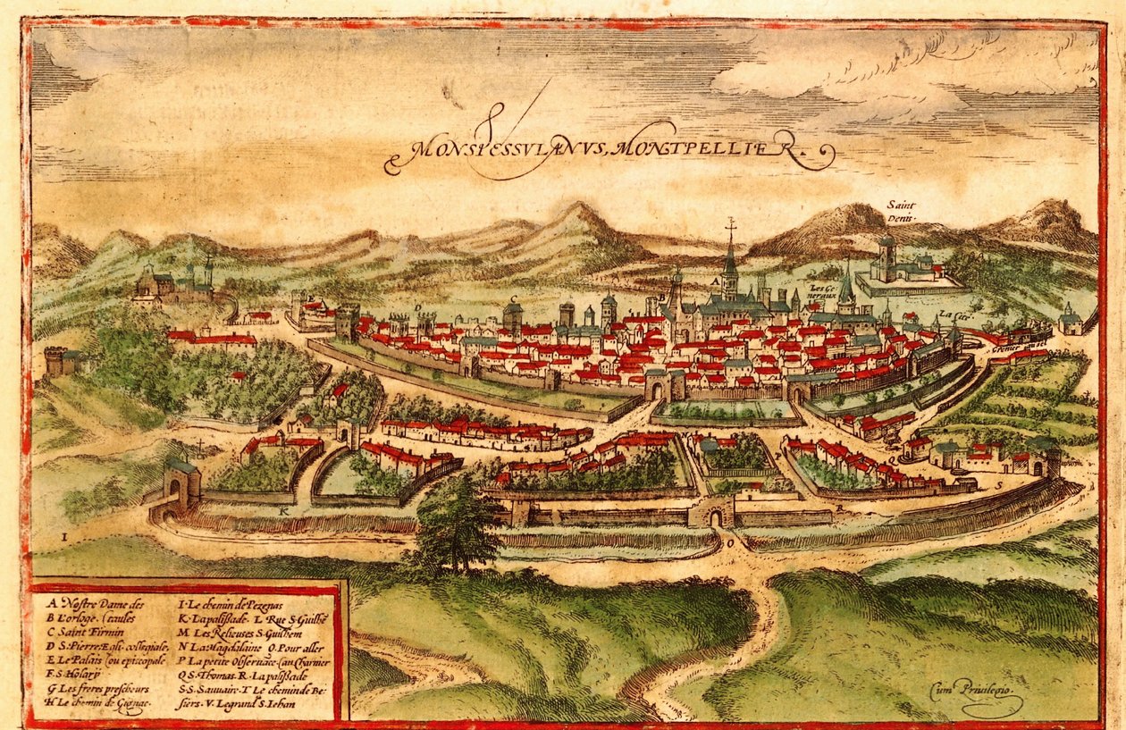 Montpellier, Ranska tekijältä Georg and Hogenberg Franz (1535 90) Braun