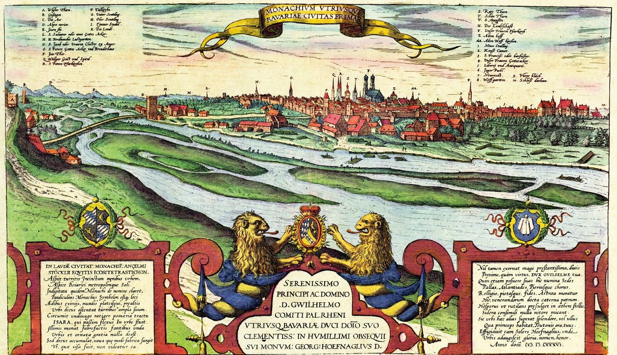 München, Munchen, Saksa tekijältä Georg and Hogenberg Franz (1535 90) Braun