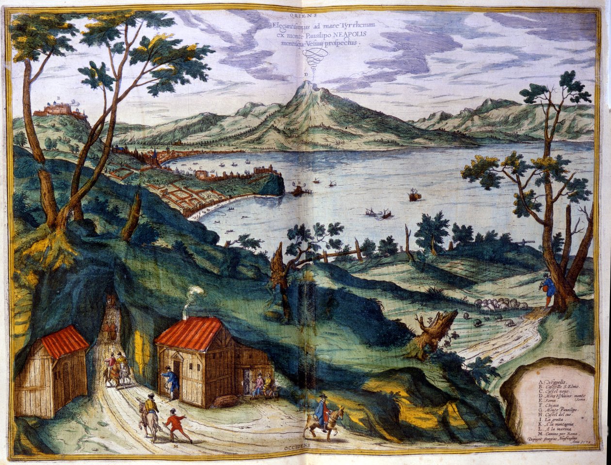 Napoli, Posilipe ja Vesuvius. Braun & Hogenberg, Amsterdam 1600. tekijältä Georg Braun and Hogenberg Franz