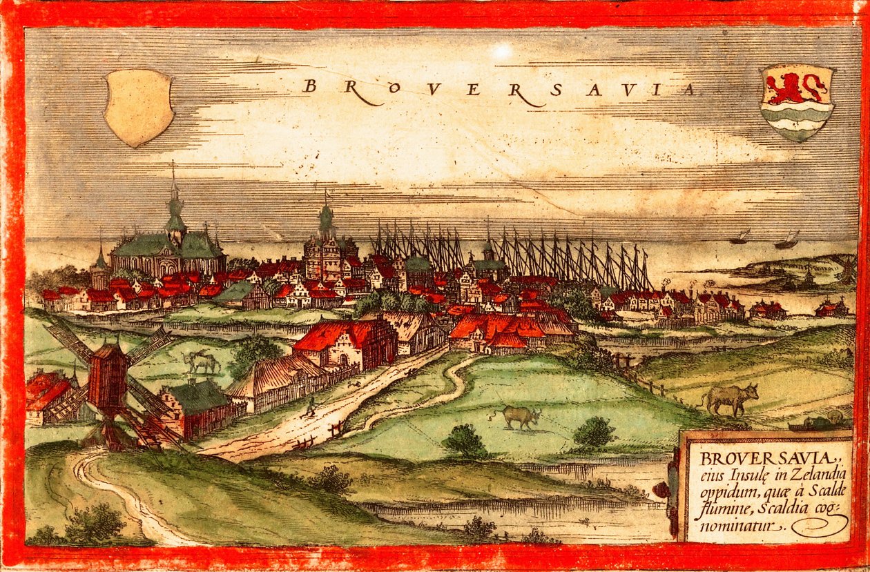Alankomaat, Zeeland, Brouvershaven tekijältä Georg and Hogenberg Franz (1535 90) Braun