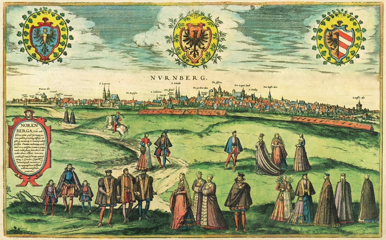 Nurnberg, Nürnberg, Saksa tekijältä Georg and Hogenberg Franz (1535 90) Braun