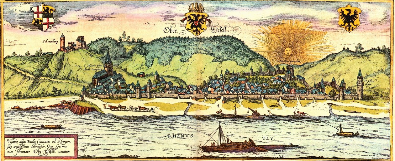 Oberwesel, Saksa tekijältä Georg and Hogenberg Franz (1535 90) Braun