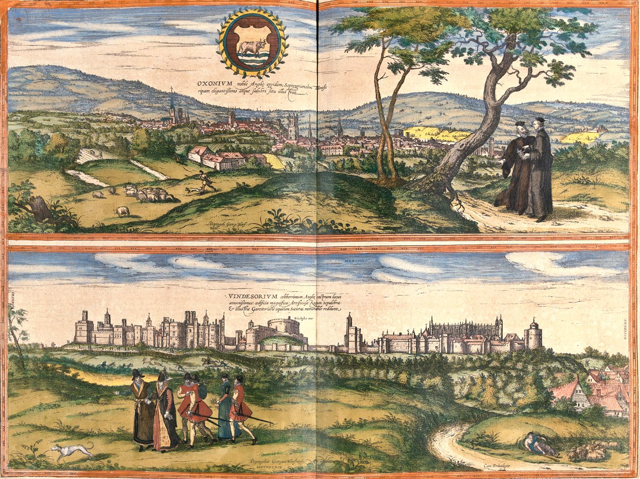 Oxford, Windsor, linna, Iso-Britannia tekijältä Georg and Hogenberg Franz (1535 90) Braun