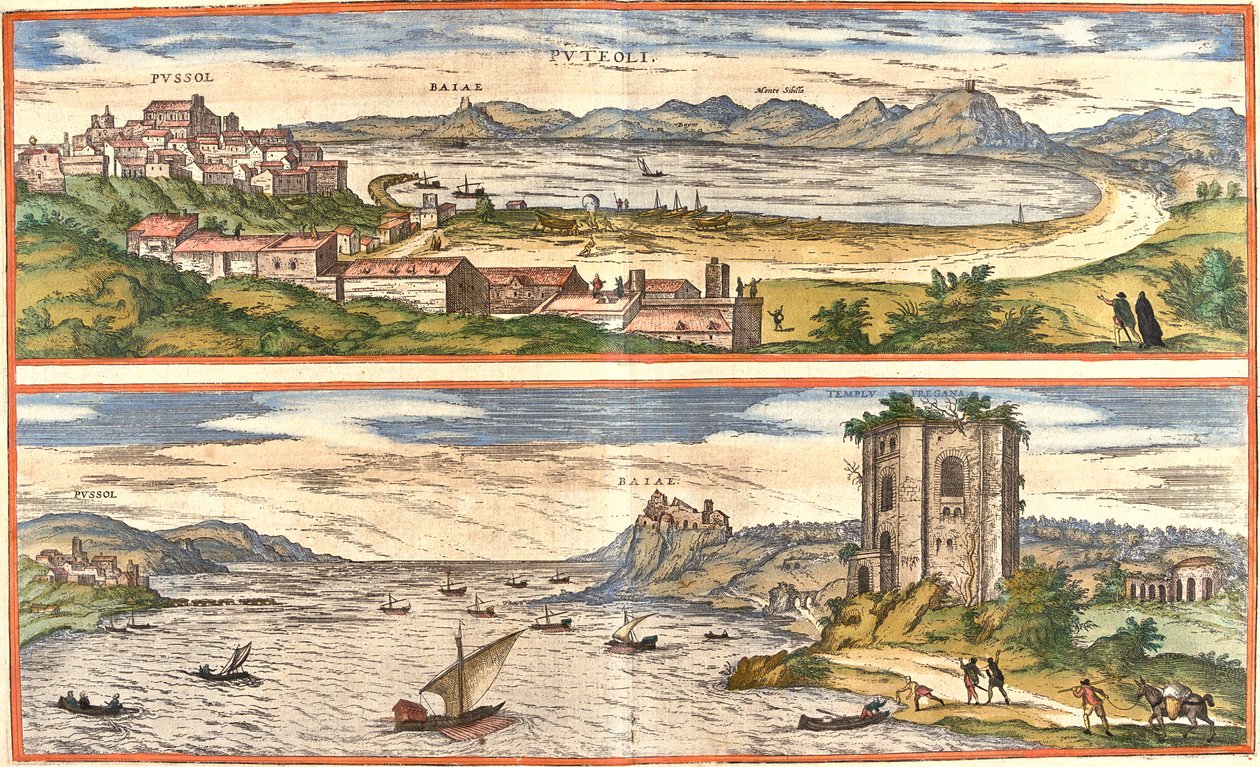 Pozzuoli, Baiae, Italia tekijältä Georg and Hogenberg Franz (1535 90) Braun