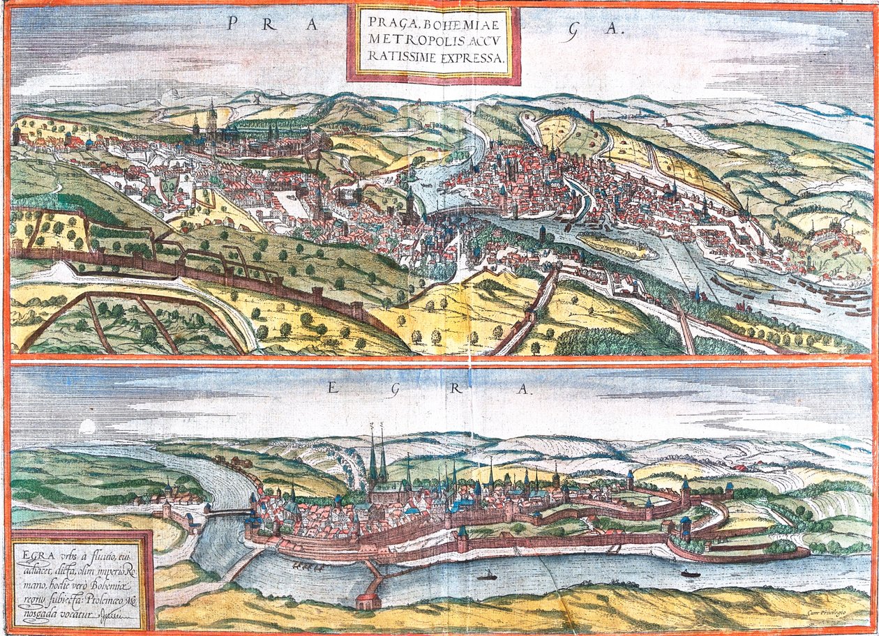 Praha, Cheb, Tšekki tekijältä Georg and Hogenberg Franz (1535 90) Braun