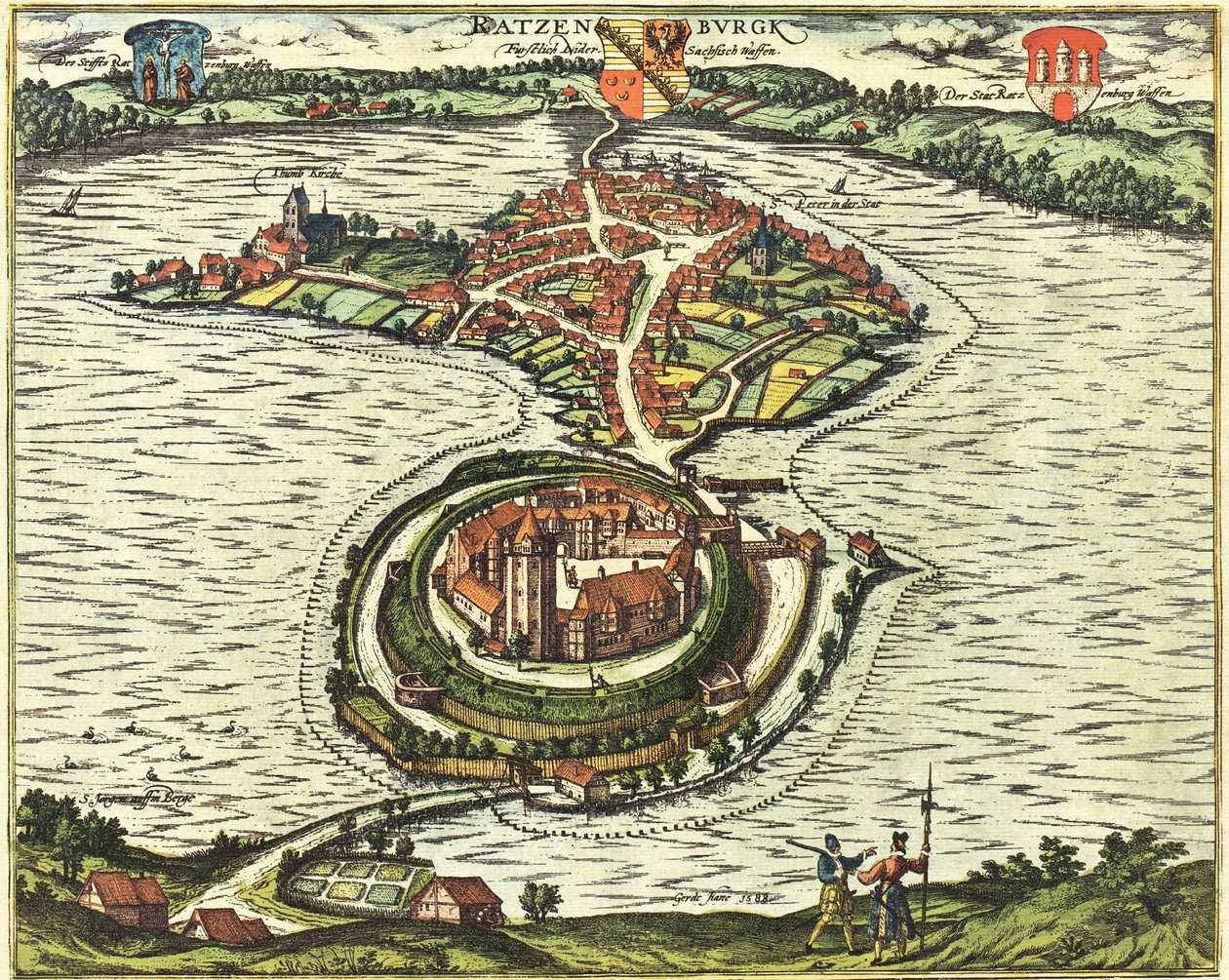 Ratzeburg, Saksa tekijältä Georg and Hogenberg Franz (1535 90) Braun
