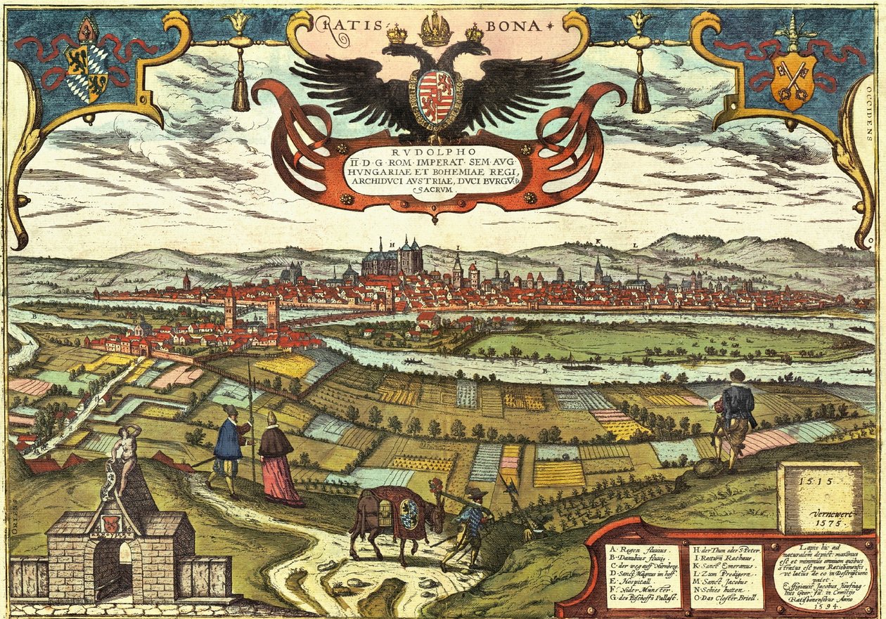 Regensburg, Saksa tekijältä Georg and Hogenberg Franz (1535 90) Braun
