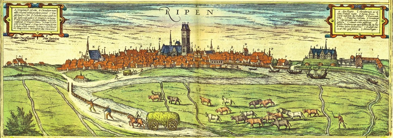 Ribe, Tanska tekijältä Georg and Hogenberg Franz (1535 90) Braun