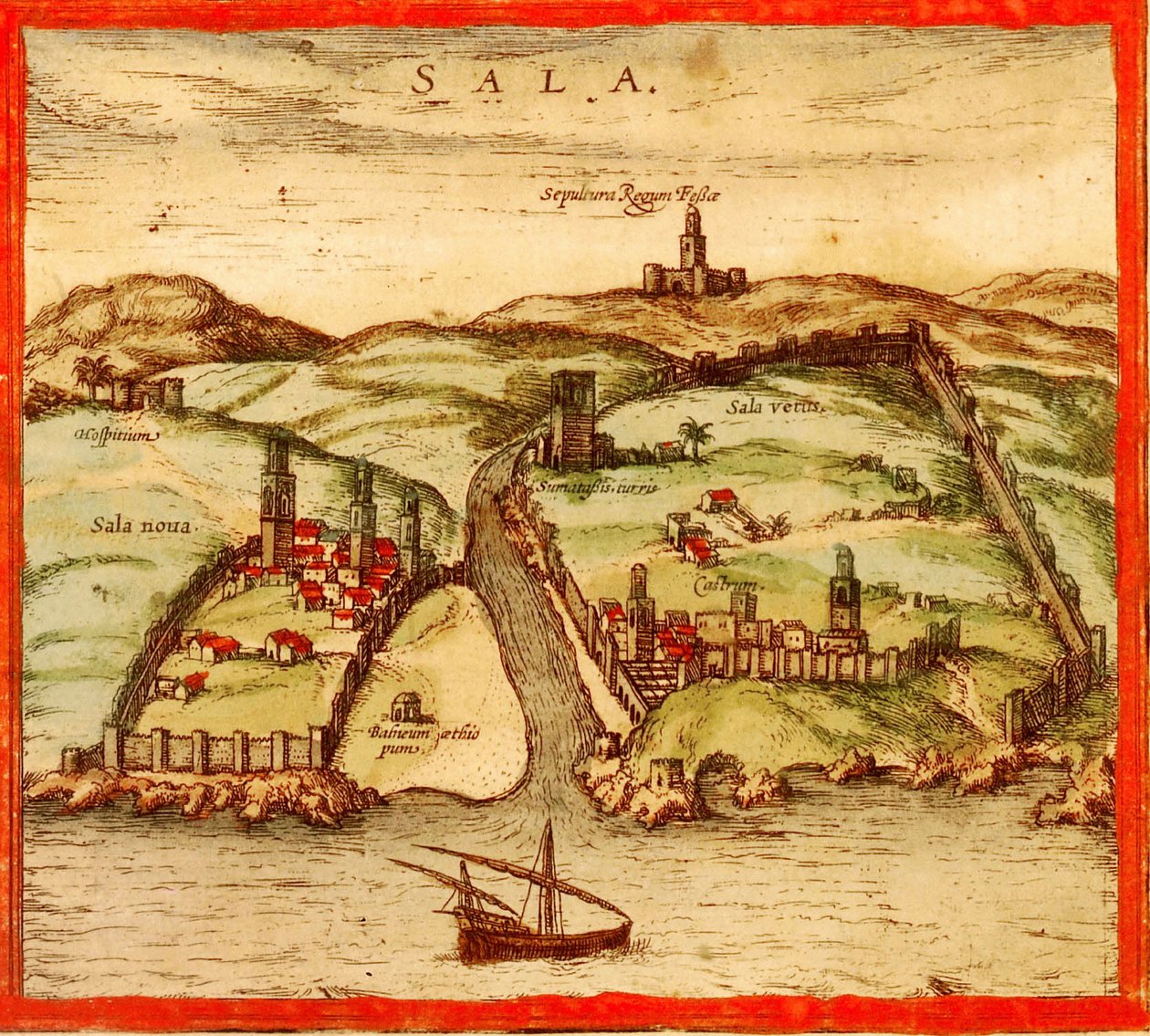Suola, Marokko tekijältä Georg and Hogenberg Franz (1535 90) Braun