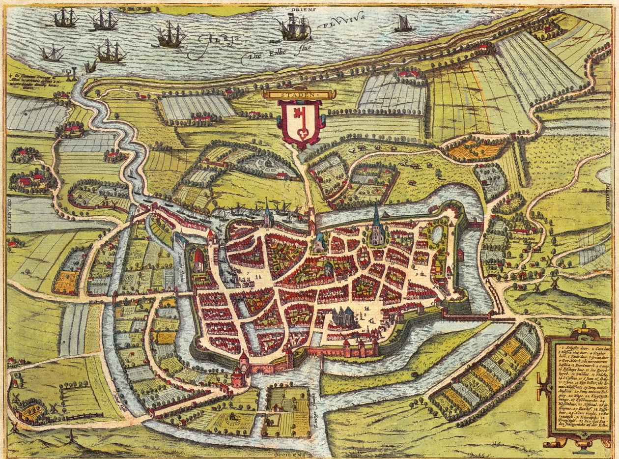 Stade, Hampuri, Saksa tekijältä Georg and Hogenberg Franz (1535 90) Braun