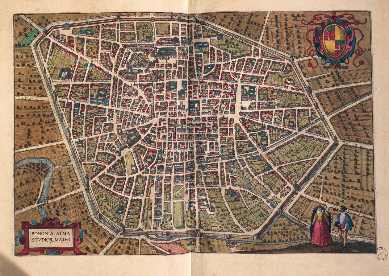 Bolognan kaupunki, Georg Braunin Civitates Orbis Terrarum tekijältä Georg Braun and Hogenberg Franz