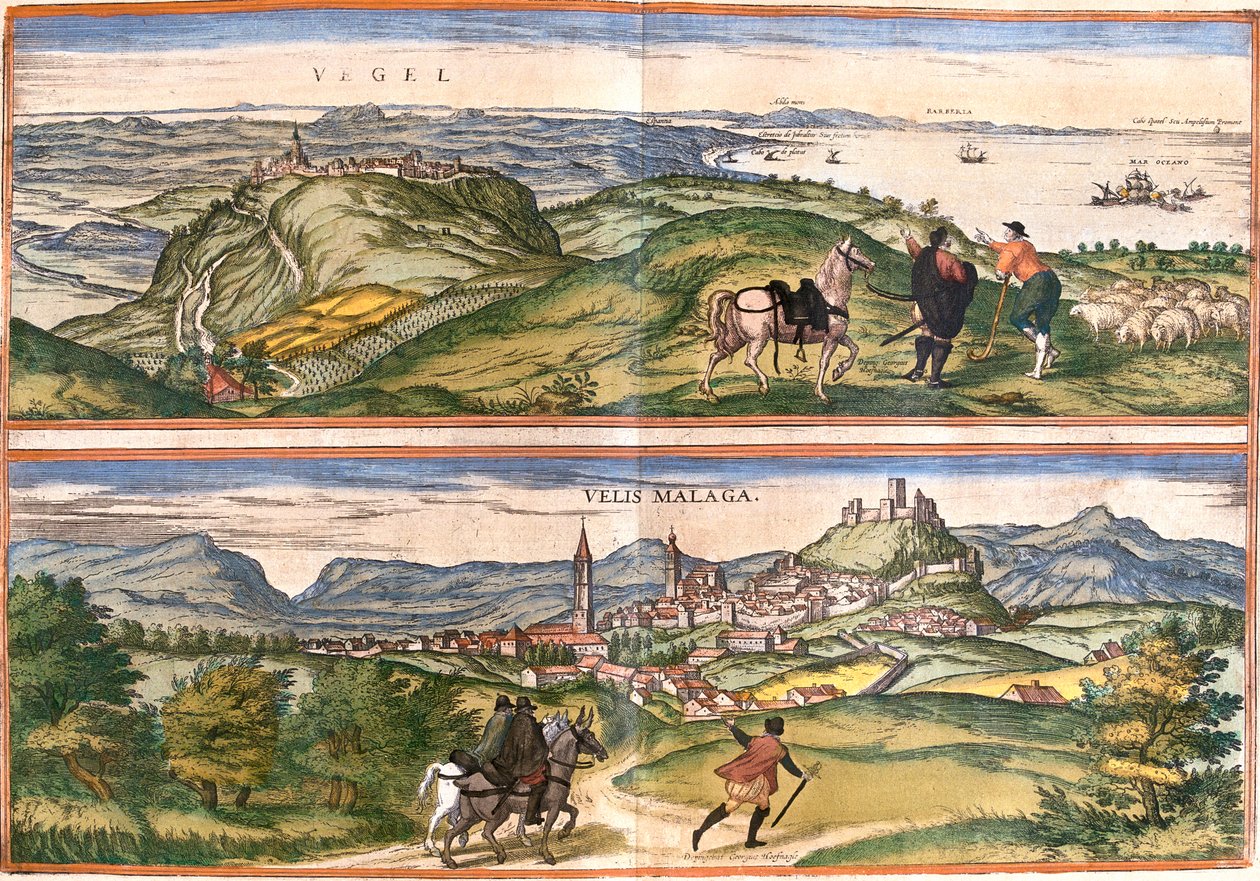 Vejer de la Frontera, Málaga, , Espanja tekijältä Georg and Hogenberg Franz (1535 90) Braun
