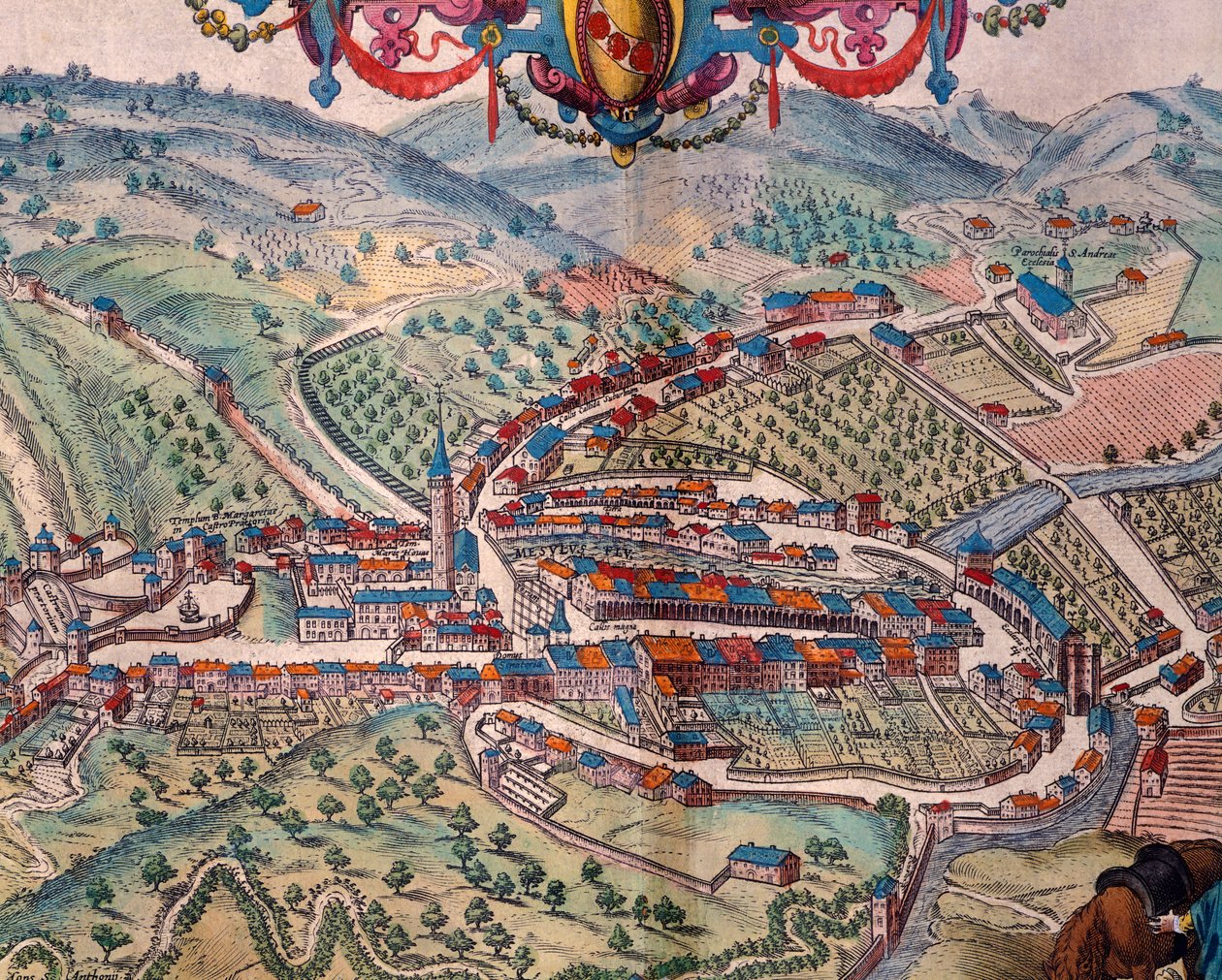 Näkymä Serravalle Scriviasta, Georg Braun ja Franz Hogenberg tekijältä Georg Braun and Hogenberg Franz