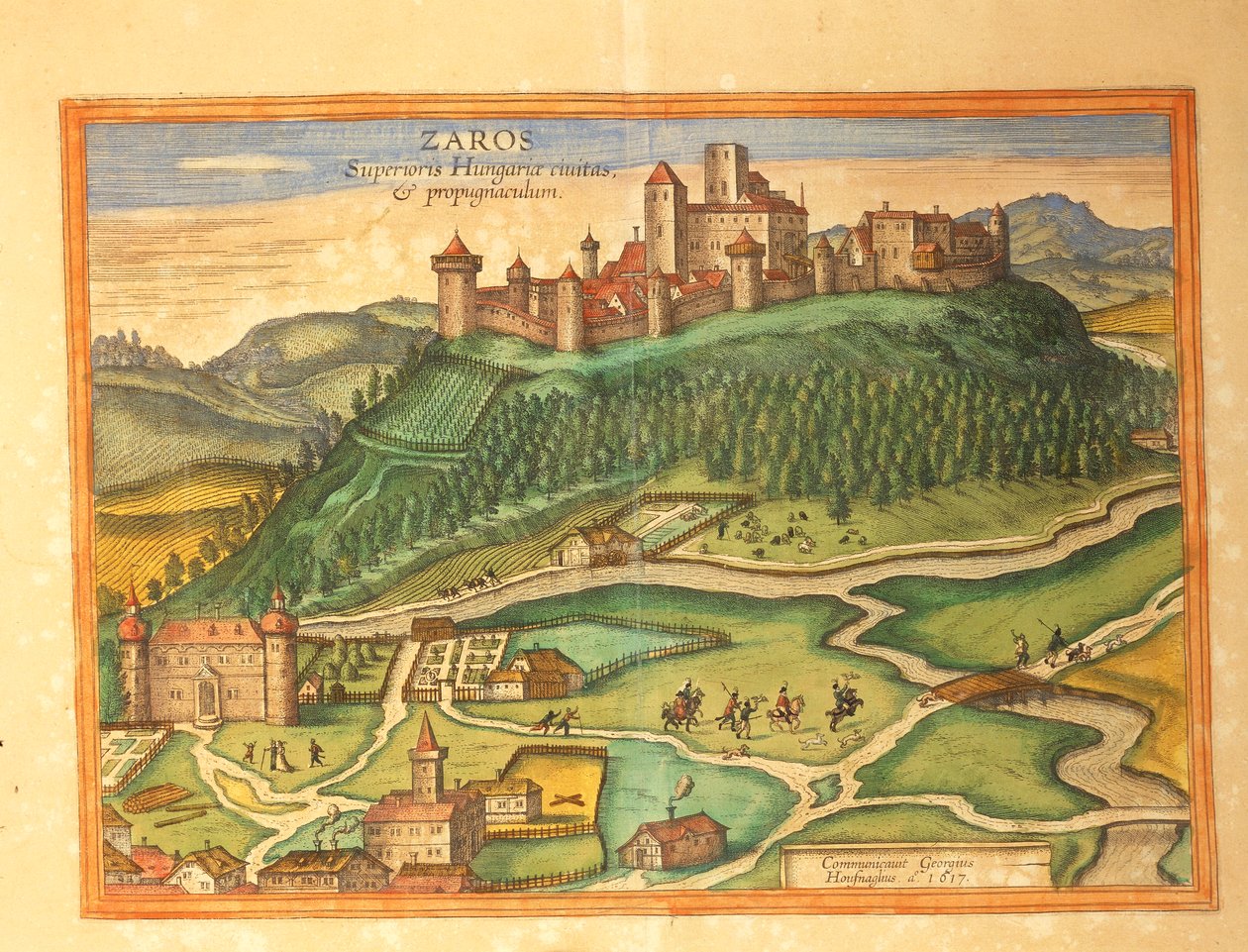 Zaros, Kreeta Georg Braunin Civitates Orbis Terrarumilta tekijältä Georg Braun and Hogenberg Franz
