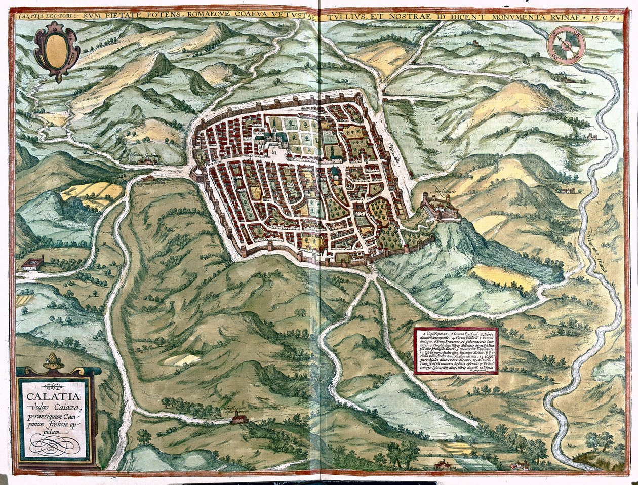 Caiazzo (Casertan maakunta), Italia tekijältä Georg Braun and Hogenberg Franz