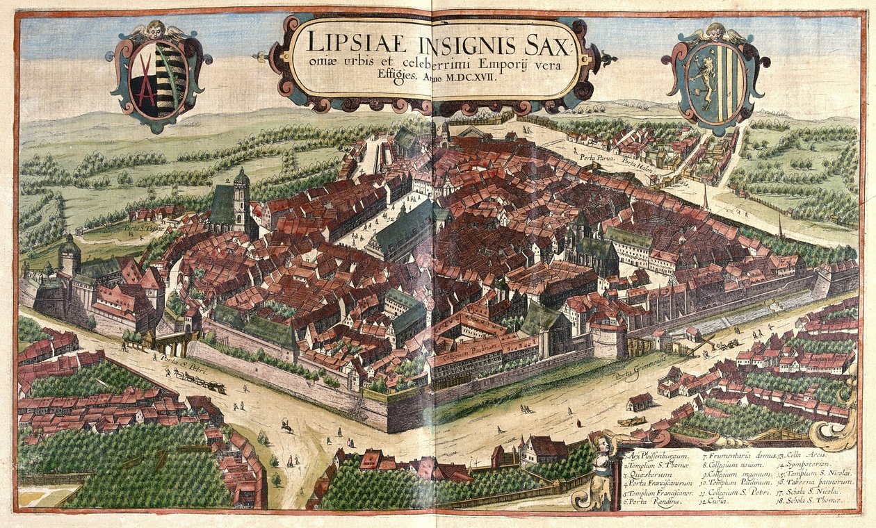 Leipzig, Saksi, Saksa (kaiverrus tekijältä Georg Braun and Hogenberg Franz