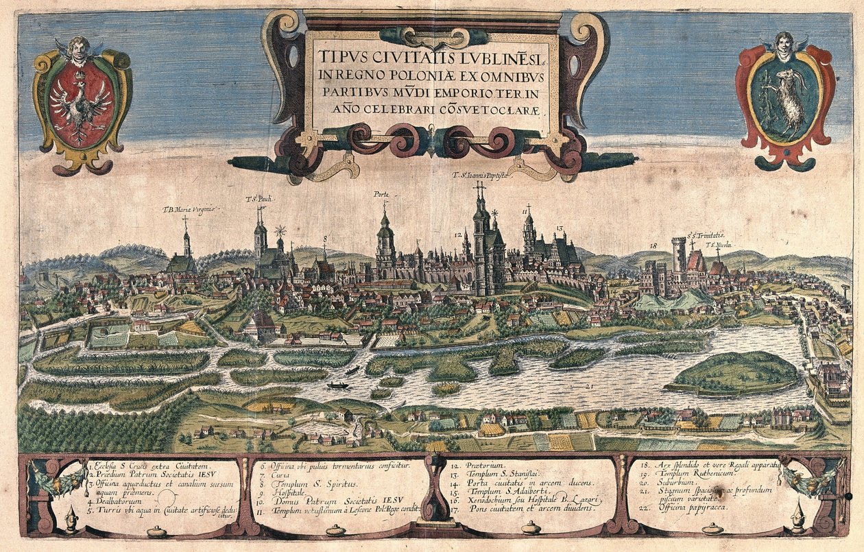 Lublin, Puola (kaiverrus tekijältä Georg Braun and Hogenberg Franz