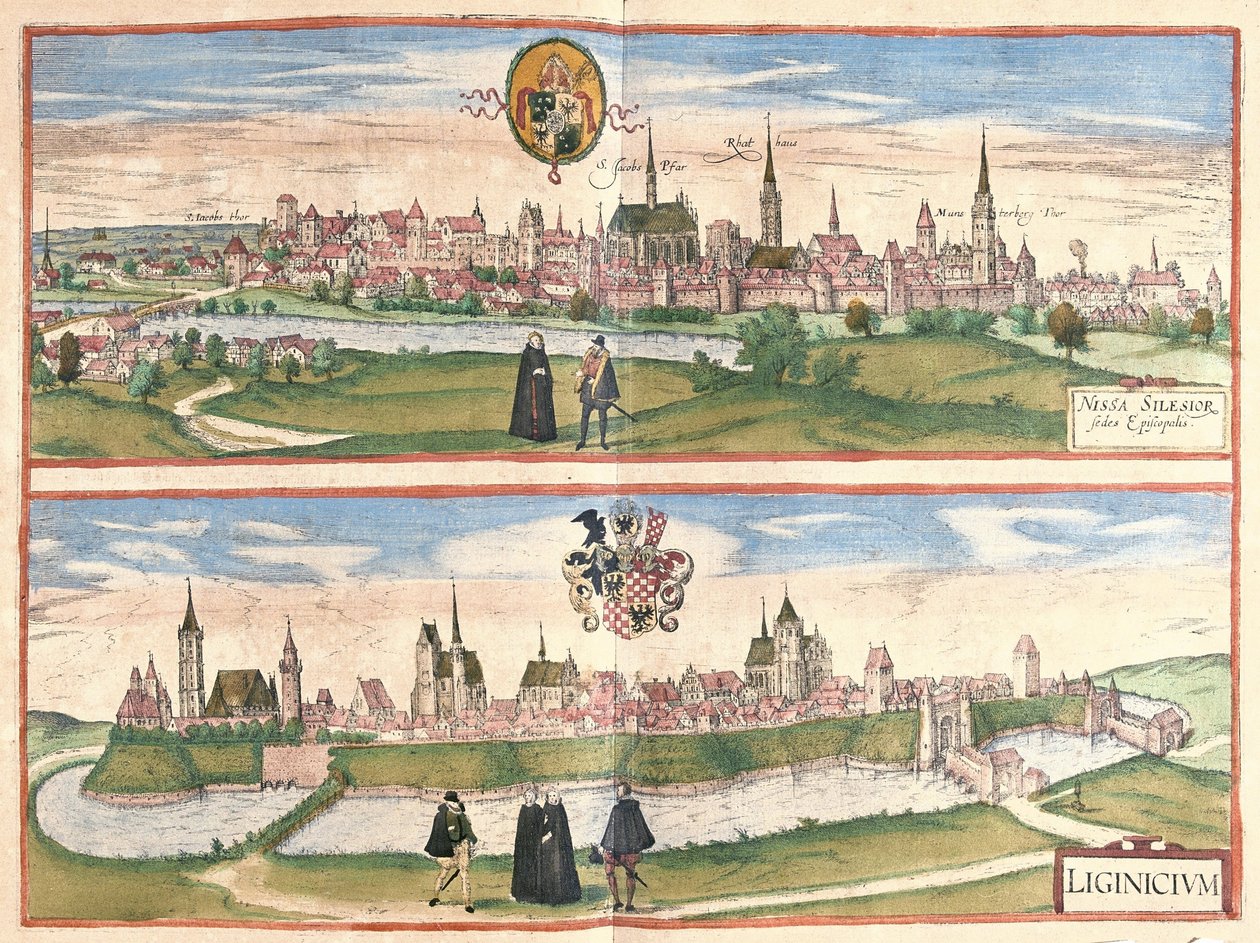Nysa ja Legnica (Legnica), Puola (kaiverrus tekijältä Georg Braun and Hogenberg Franz