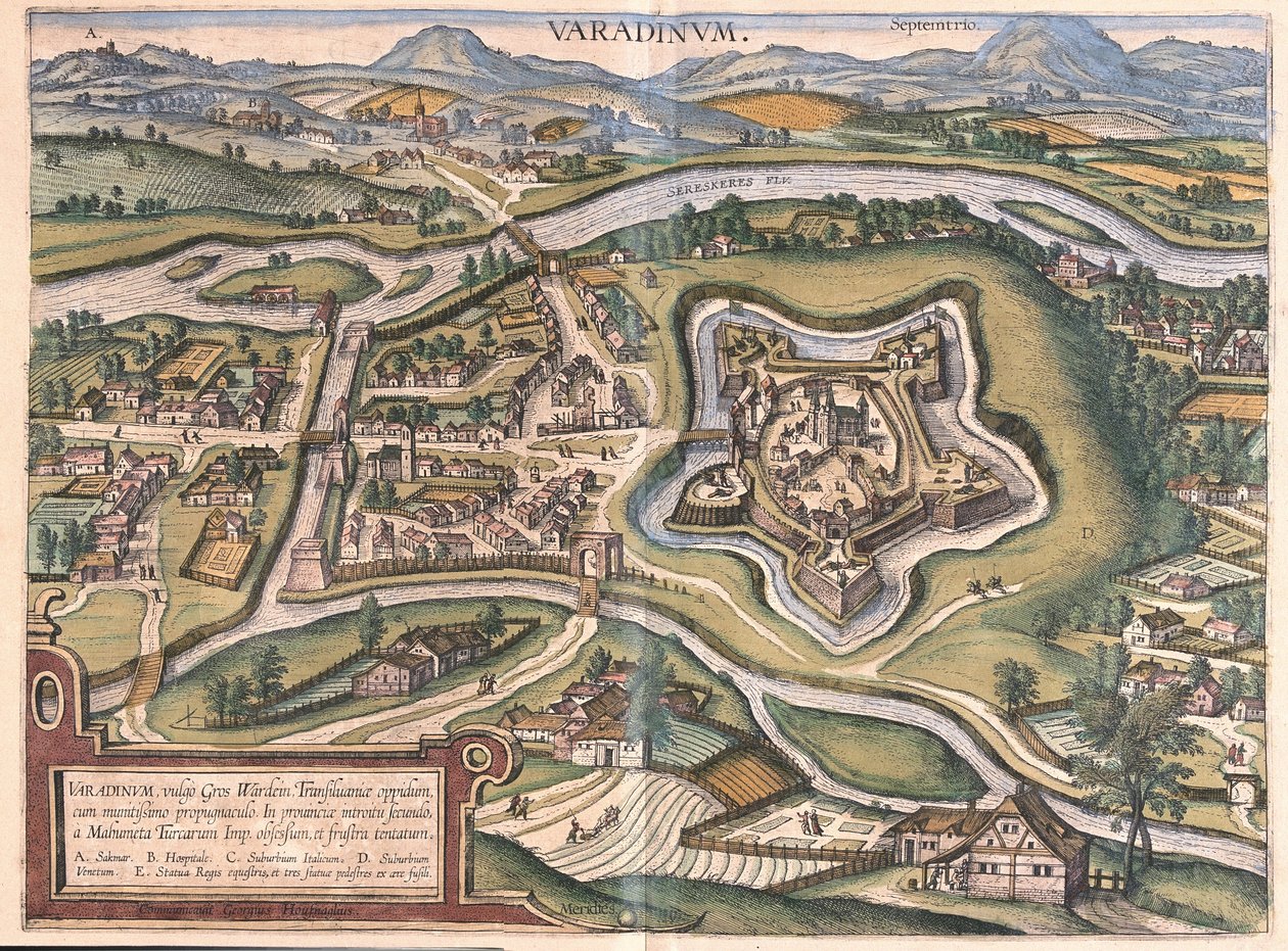 Oradea (tai Oradea Mare), Romania (kaiverrus tekijältä Georg Braun and Hogenberg Franz