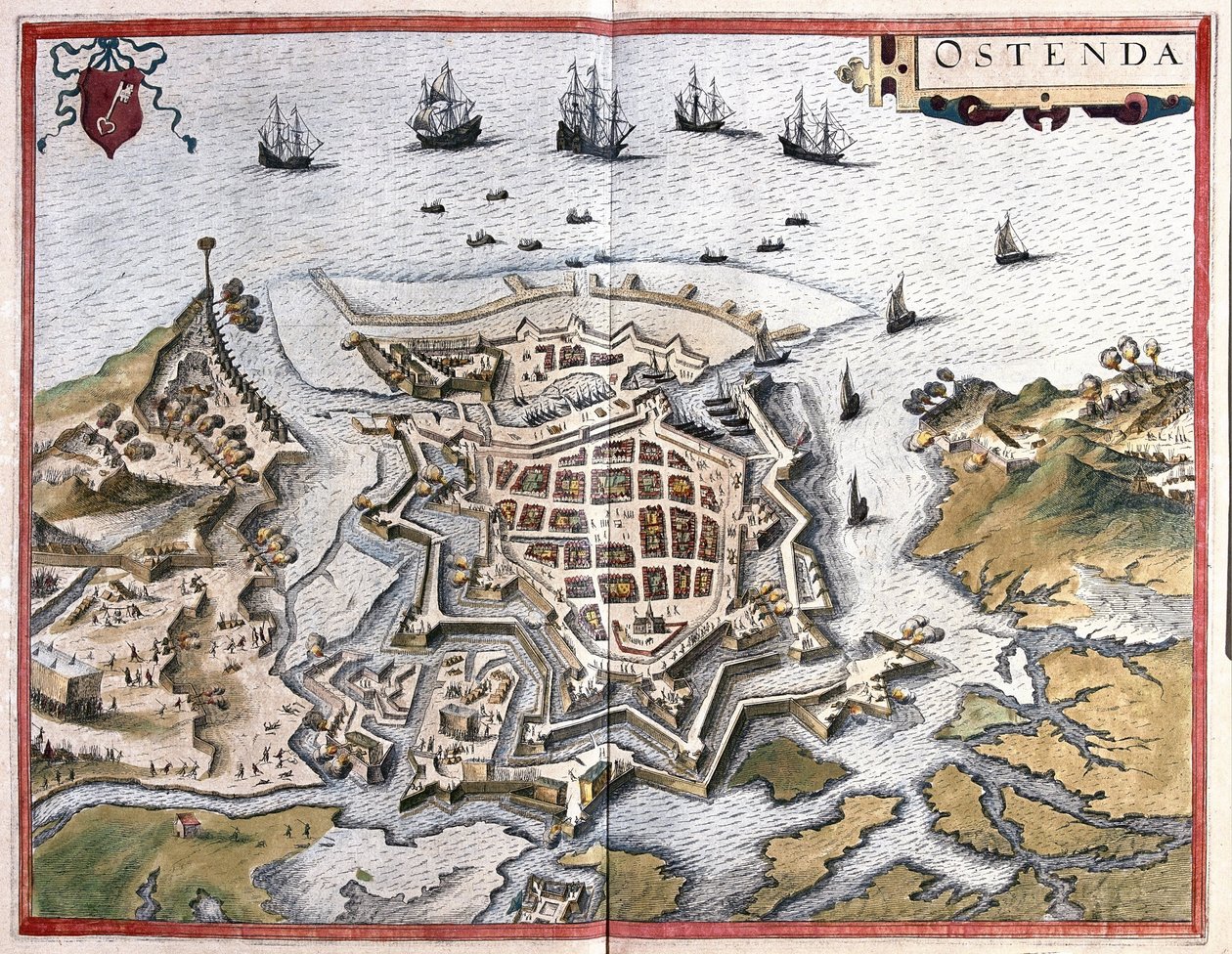 Oostende, Belgia (kaiverrus tekijältä Georg Braun and Hogenberg Franz