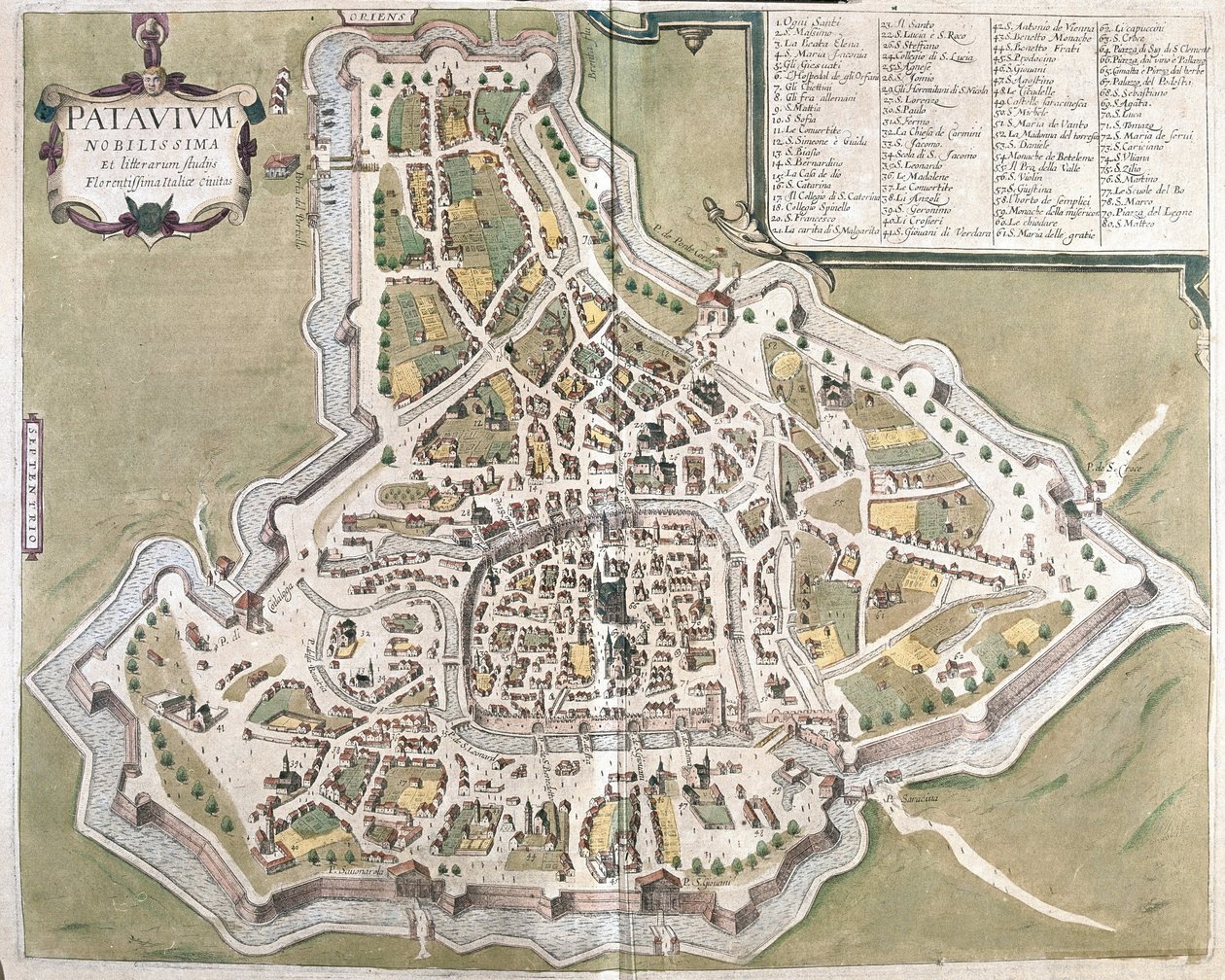 Padova, Veneton alue, Italia (kaiverrus tekijältä Georg Braun and Hogenberg Franz
