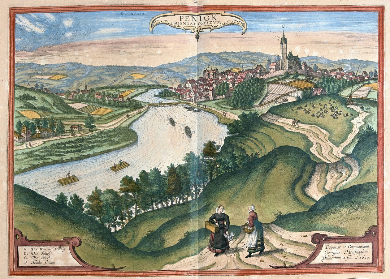 Penig, Saksi, Saksa (kaiverrus tekijältä Georg Braun and Hogenberg Franz