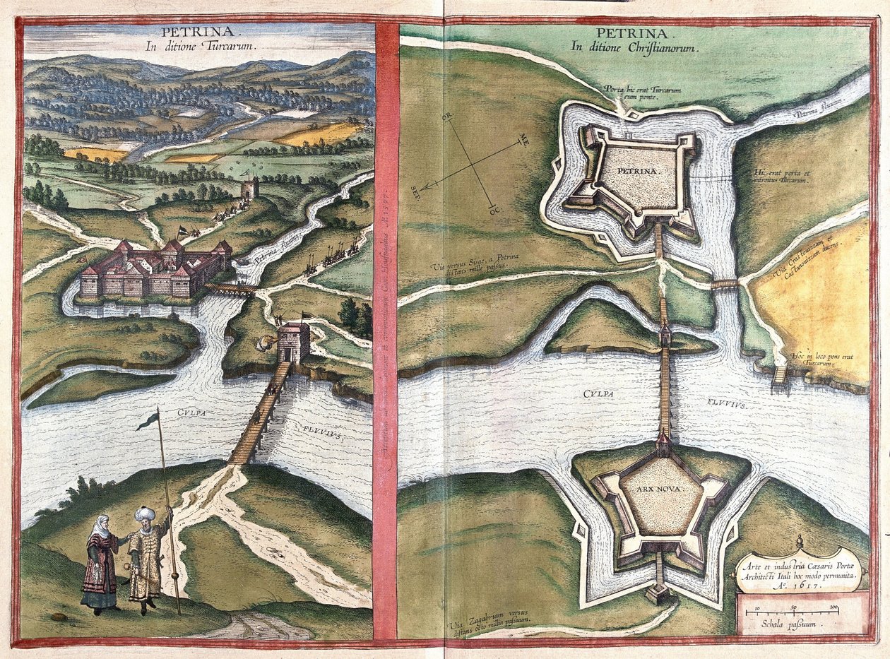 Petrinja, Kroatia (kaiverrus tekijältä Georg Braun and Hogenberg Franz
