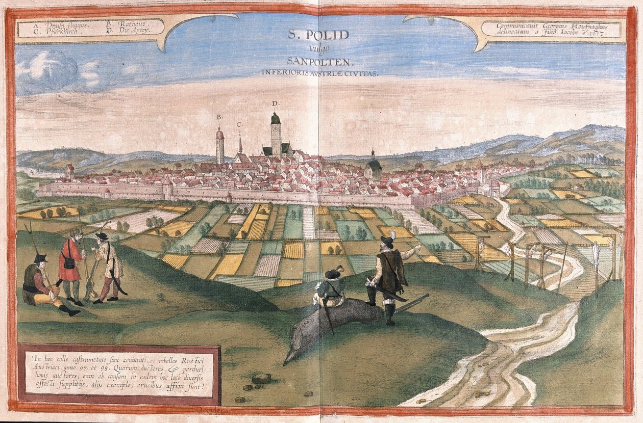 Sankt Polten, Itävalta (kaiverrus tekijältä Georg Braun and Hogenberg Franz