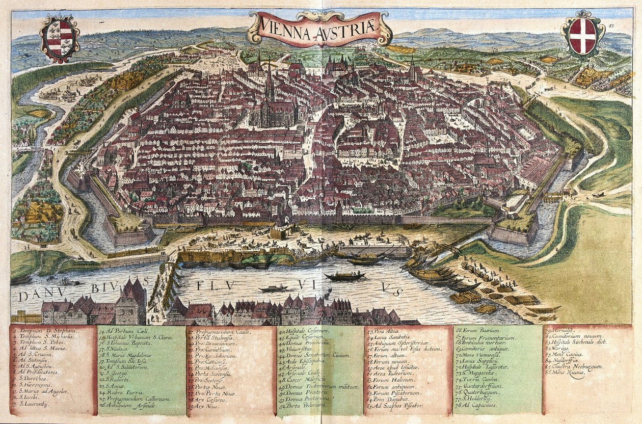 Wien, Itävalta (kaiverrus tekijältä Georg Braun and Hogenberg Franz