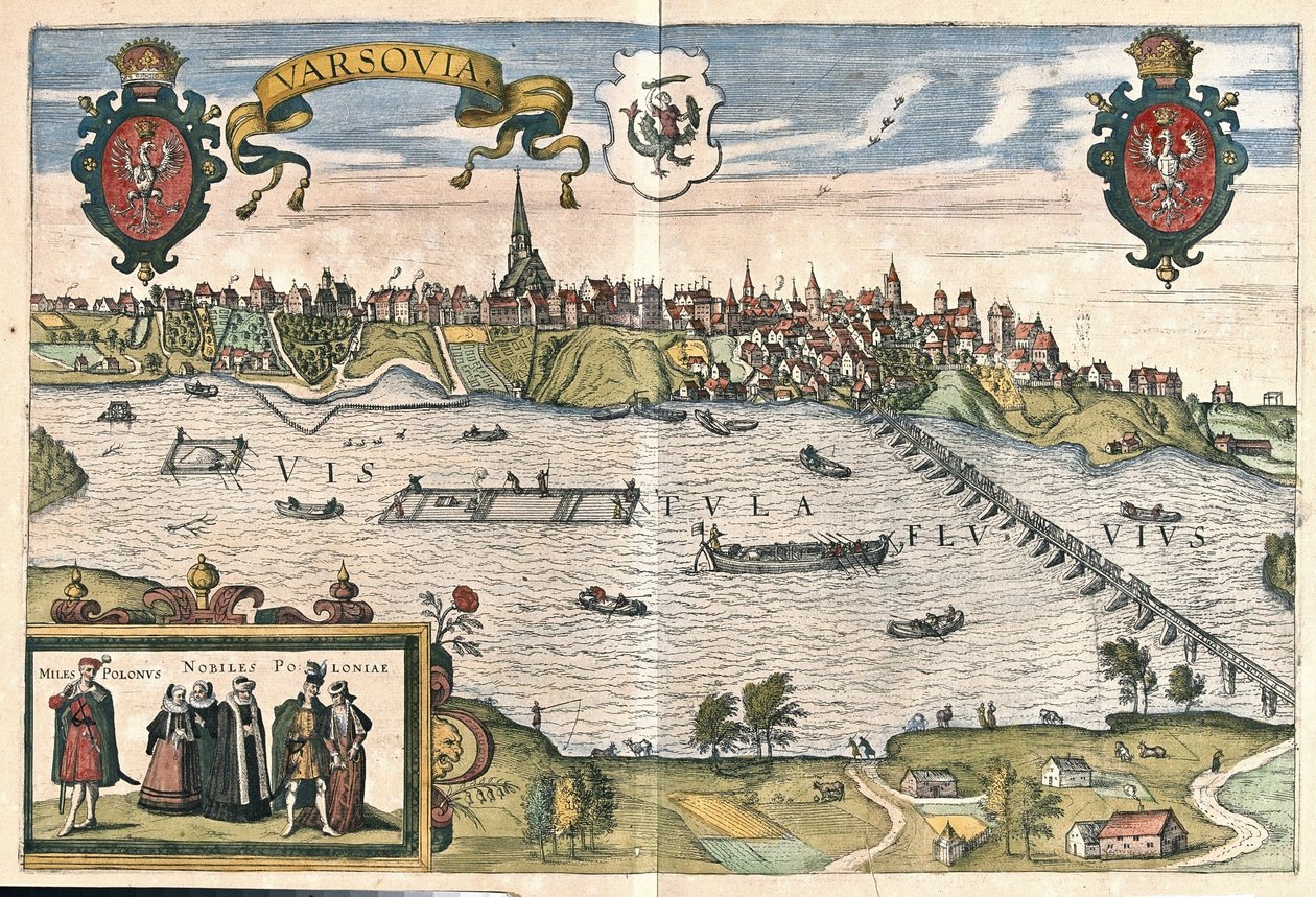 Varsova, Puola (kaiverrus tekijältä Georg Braun and Hogenberg Franz