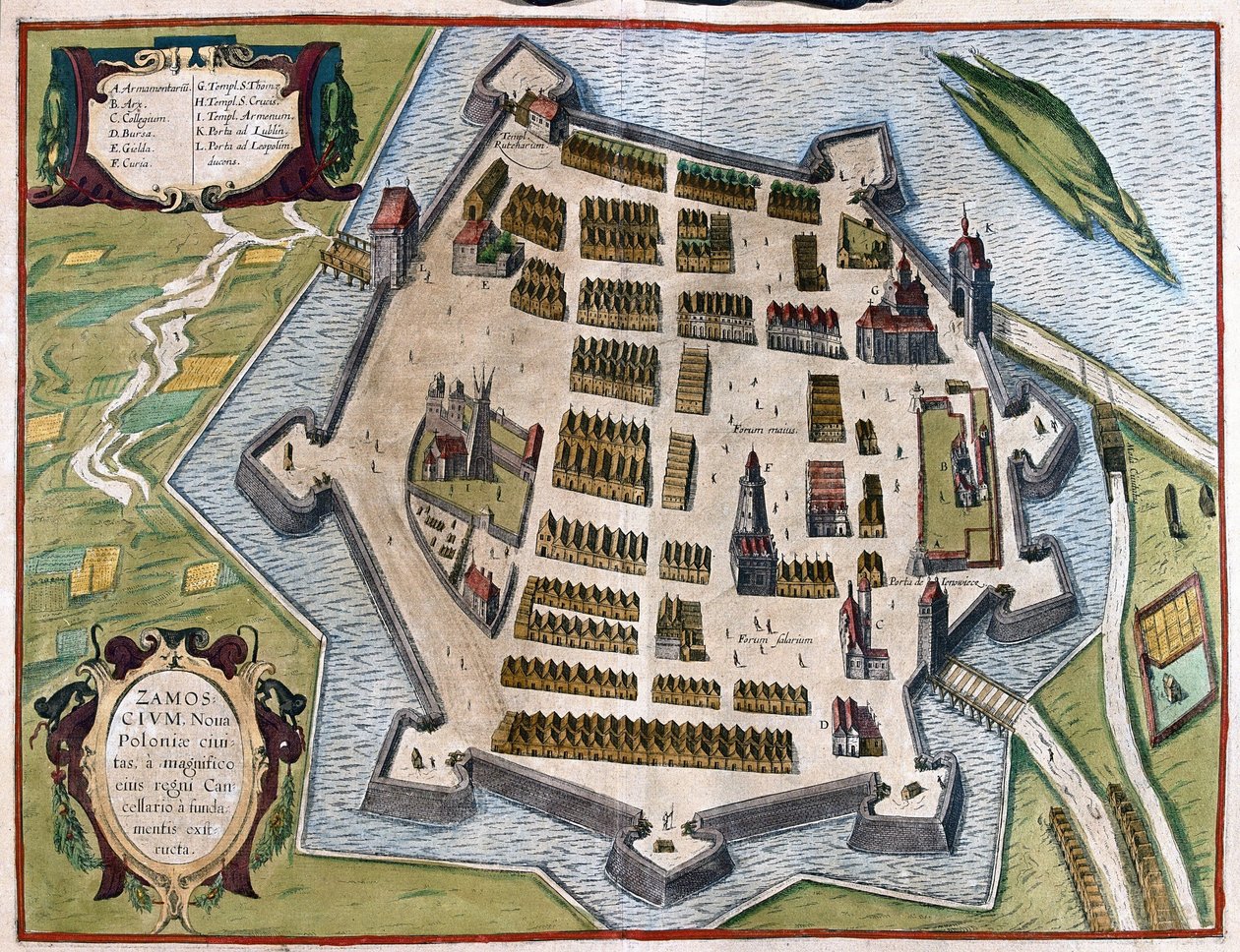 Zamosc, Puola (kaiverrus tekijältä Georg Braun and Hogenberg Franz