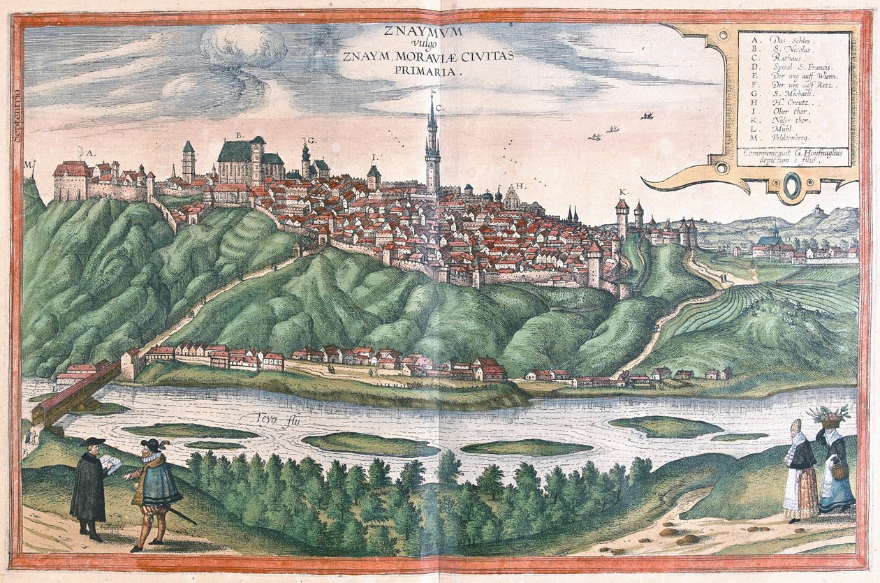 Znojmo, Tšekki (kaiverrus tekijältä Georg Braun and Hogenberg Franz