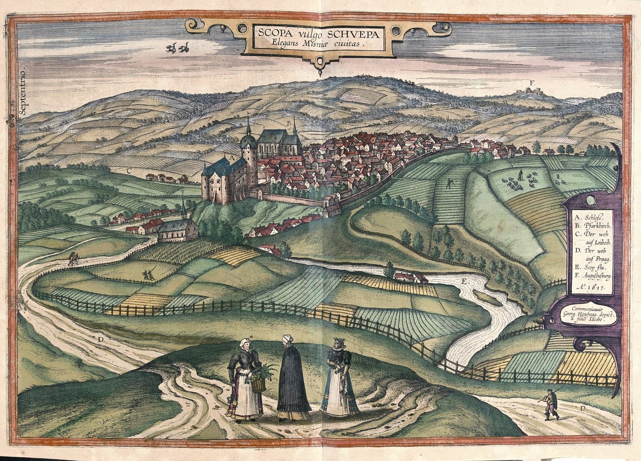 Zschopau, Saksi, Saksa (kaiverrus tekijältä Georg Braun and Hogenberg Franz