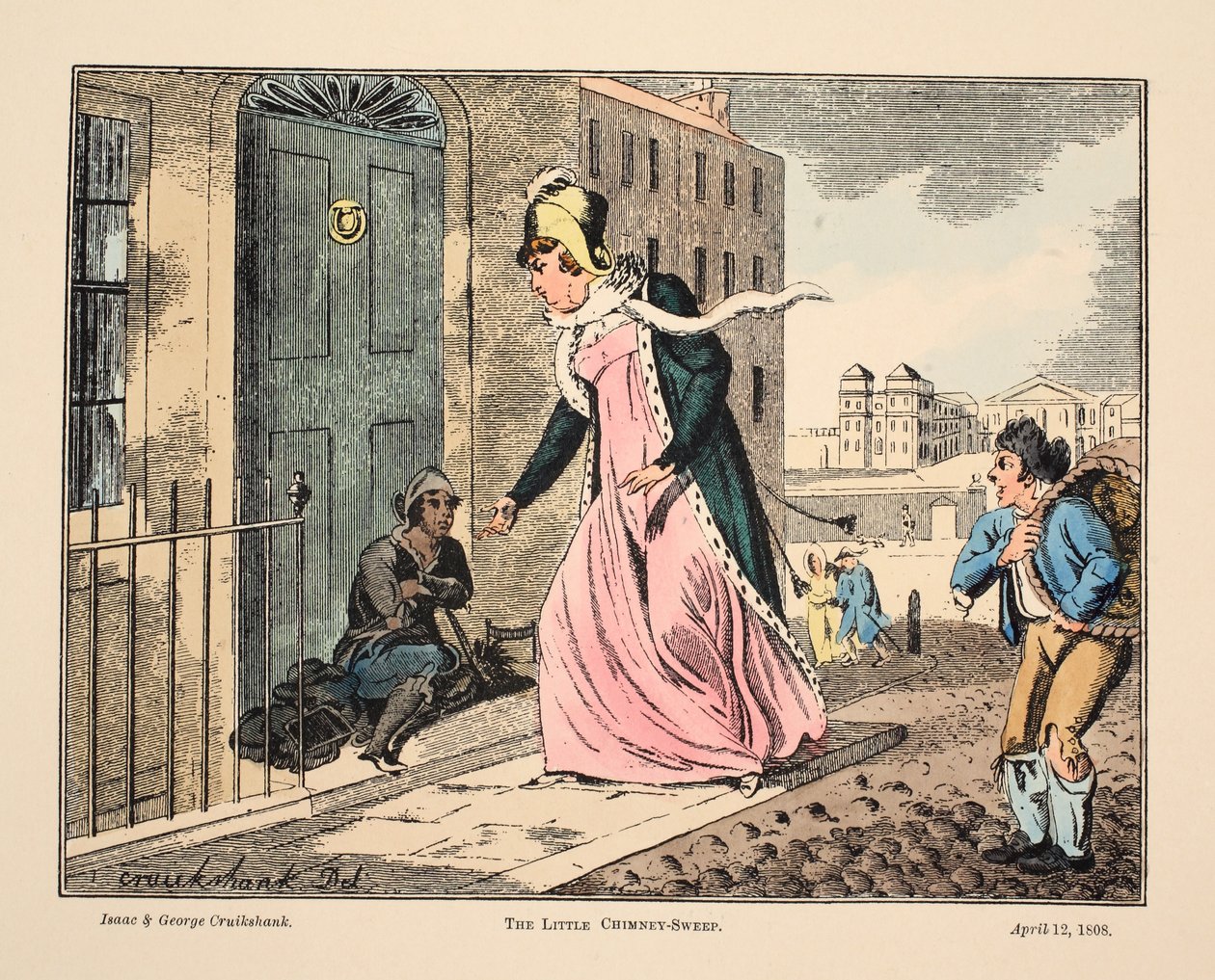 Pieni nuokaisija, pubi. 1808 (käsinvärinen kaiverrus) tekijältä Isaac, Robert and George Cruikshank