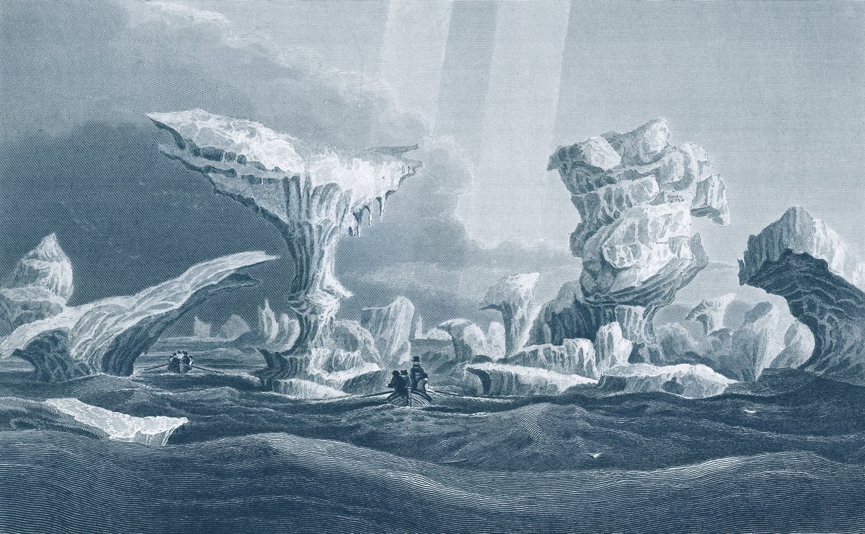 Veneitä aallokossa jään keskellä, 24. elokuuta 1826, Sir John Franklinin (1786-1847) 