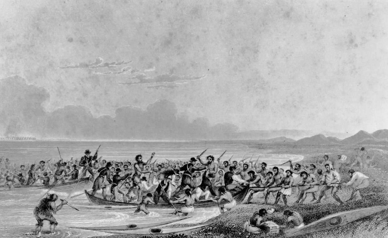 Esquimauxit ryöstelevät Franklinin retkikunnan veneitä, 1826. tekijältä George Back