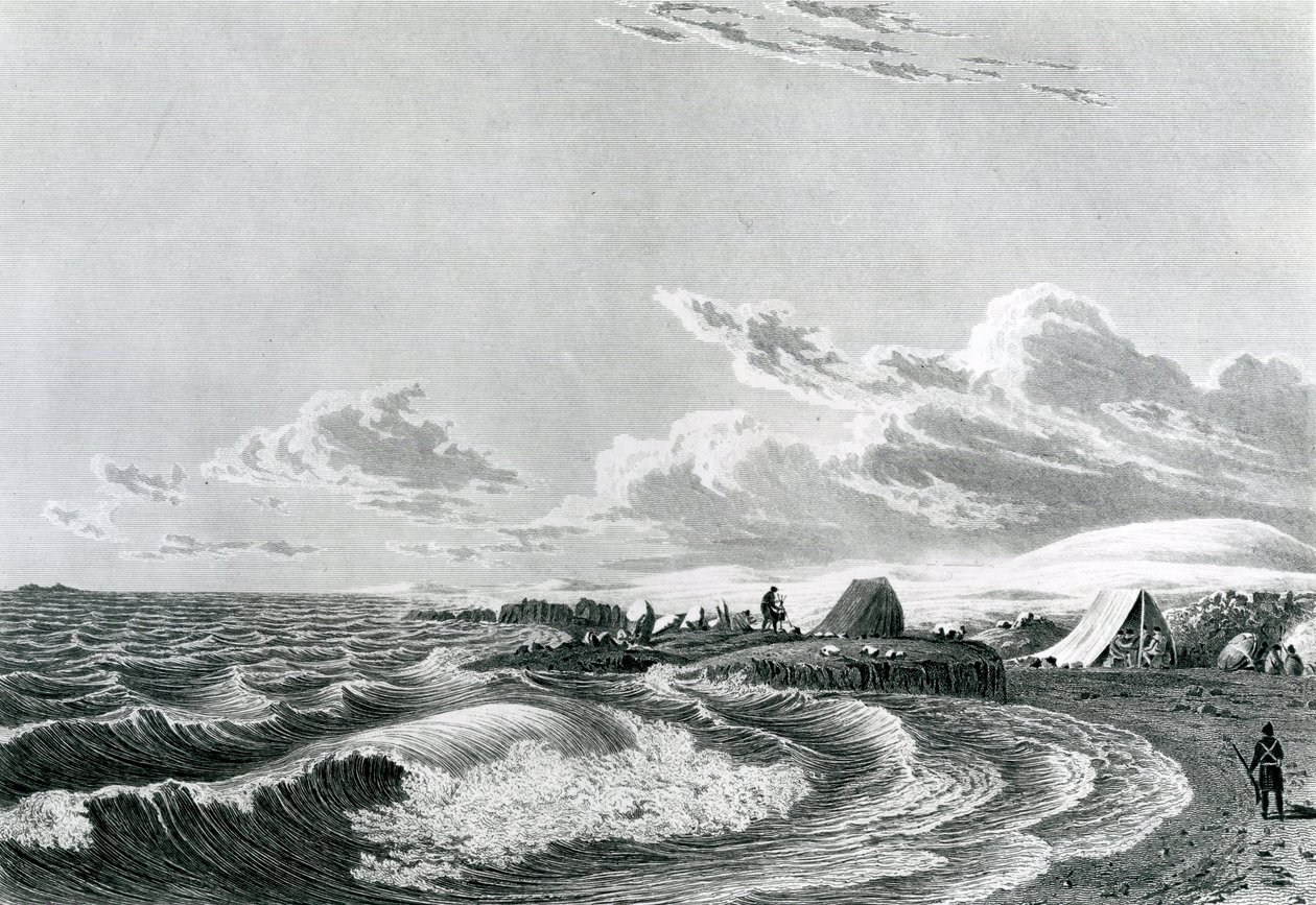 Franklinin retkikunta leiriytyi Point Turnagainiin vuonna 1821 tekijältä George Back