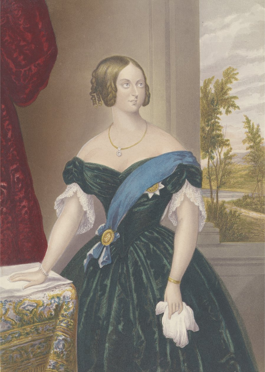 Kuningatar Victoria, noin 1860 (akvatintti) tekijältä George Baxter