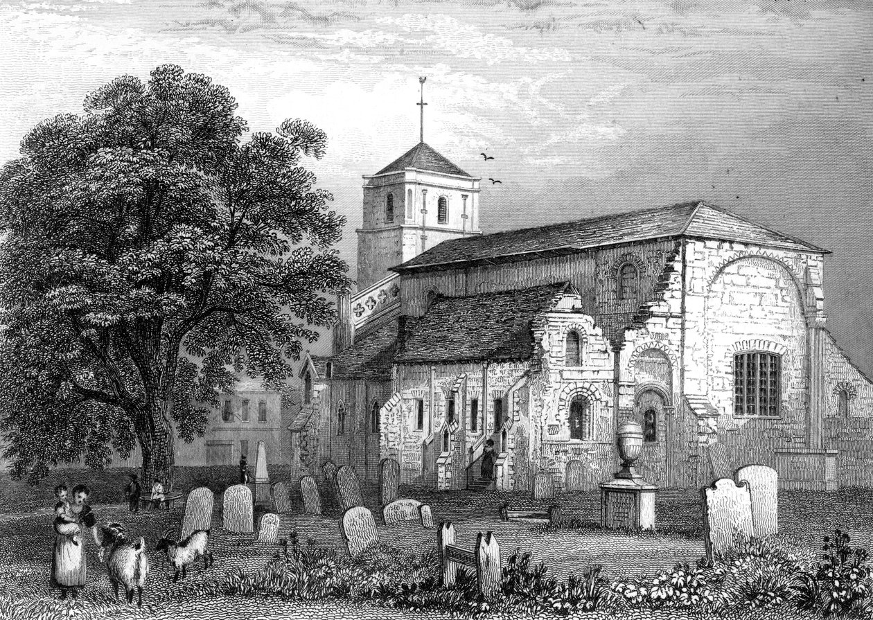 Waltham Abbey Church, Essex, kaiverrus John Rogers, 1831 tekijältä George Bryant Campion