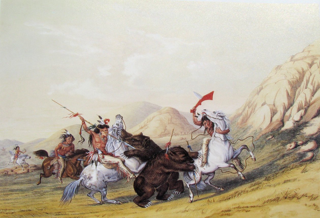 Harmaakarhun hyökkäys - ei. 19 tekijältä George Catlin