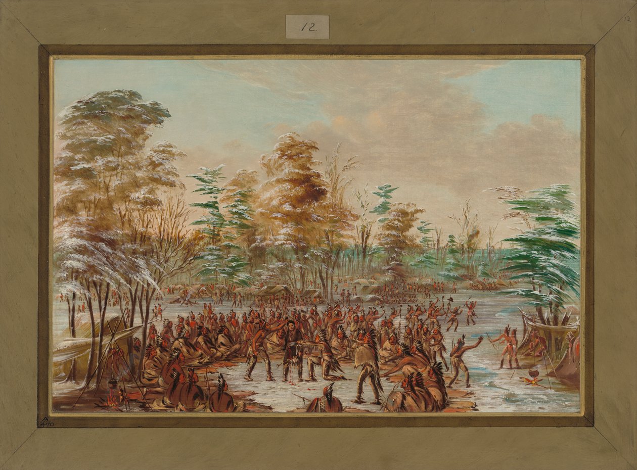 De Tonty haastoi rauhaa Iroquois Villagessa tammikuussa 1680, 1847-48 tekijältä George Catlin