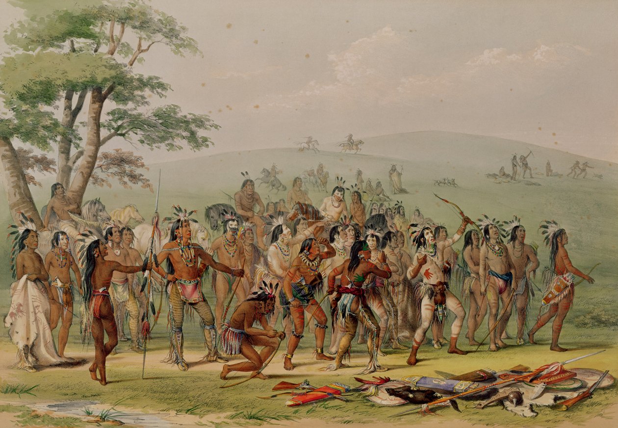 Mandanin jousiammuntakilpailu, noin 1832 tekijältä George Catlin