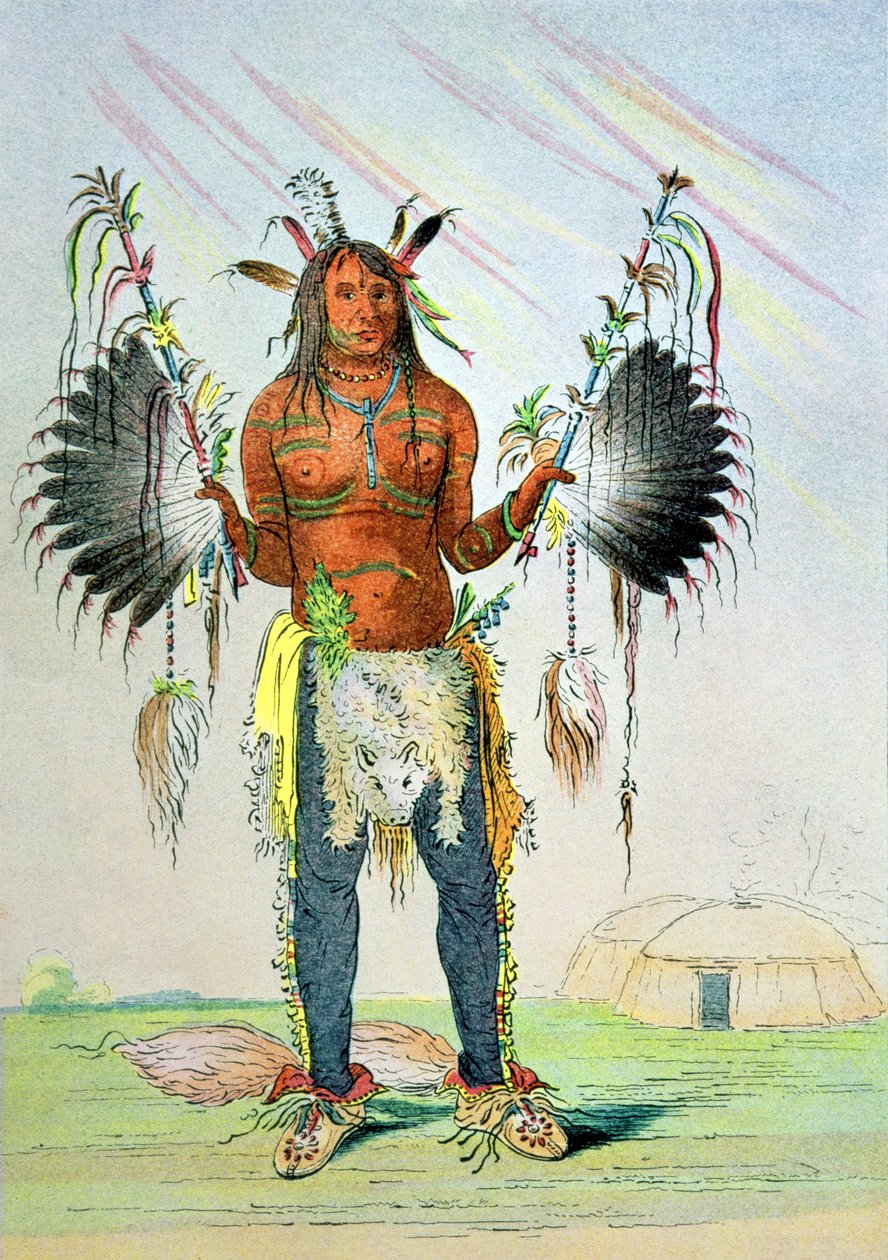 Mandan Medicine Man Mah-to-hah "Old Bear", 1832-39 tekijältä George Catlin