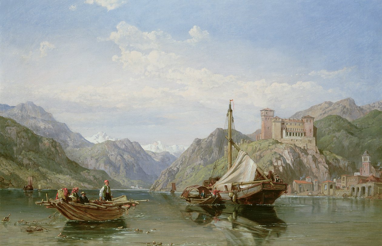 Angera Maggiore-järvellä tekijältä George Clarkson Stanfield