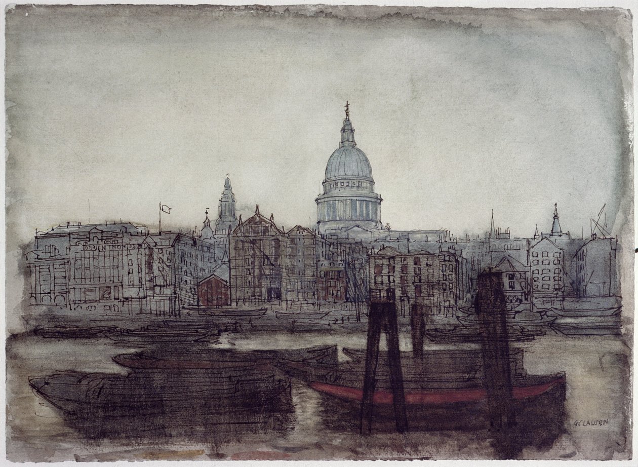 Pyhän Paavalin katedraali: Thames-näkymä tekijältä George Clausen