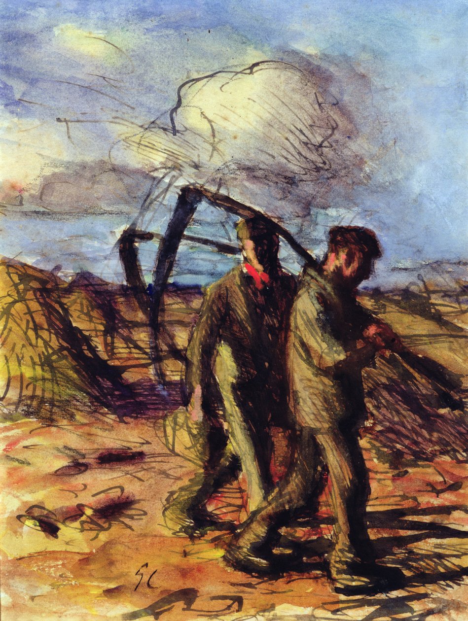 Ruohonleikkurit (kynä, muste ja pesu paperille) tekijältä George Clausen
