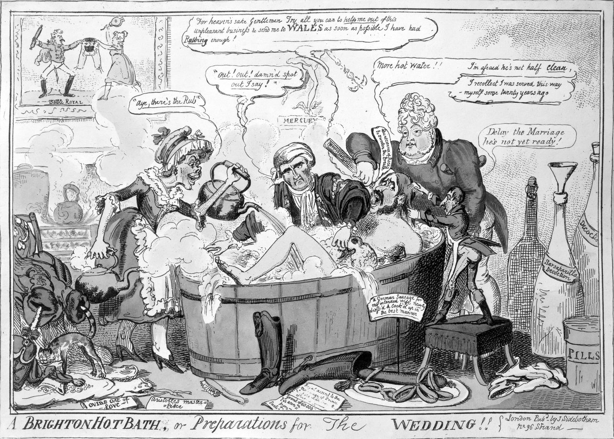 Brightonin kuuma kylpy tai häävalmistelut, 1816 tekijältä George Cruikshank
