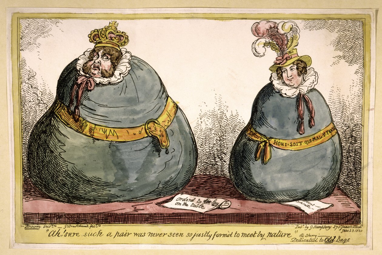 Ah! Toki sellaista paria ei ole koskaan nähty niin oikeudenmukaisesti tapaamaan luonnon, pubi. 1820 (käsinvärinen kaiverrus) tekijältä George Cruikshank